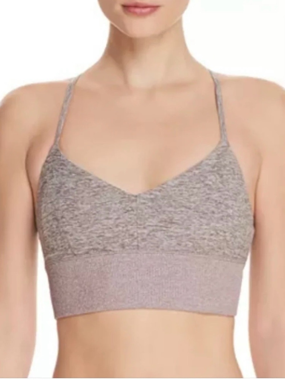 Alo Yoga Lush Alosoft Strappy Sports Bra Mauve Pink Heather Size XS